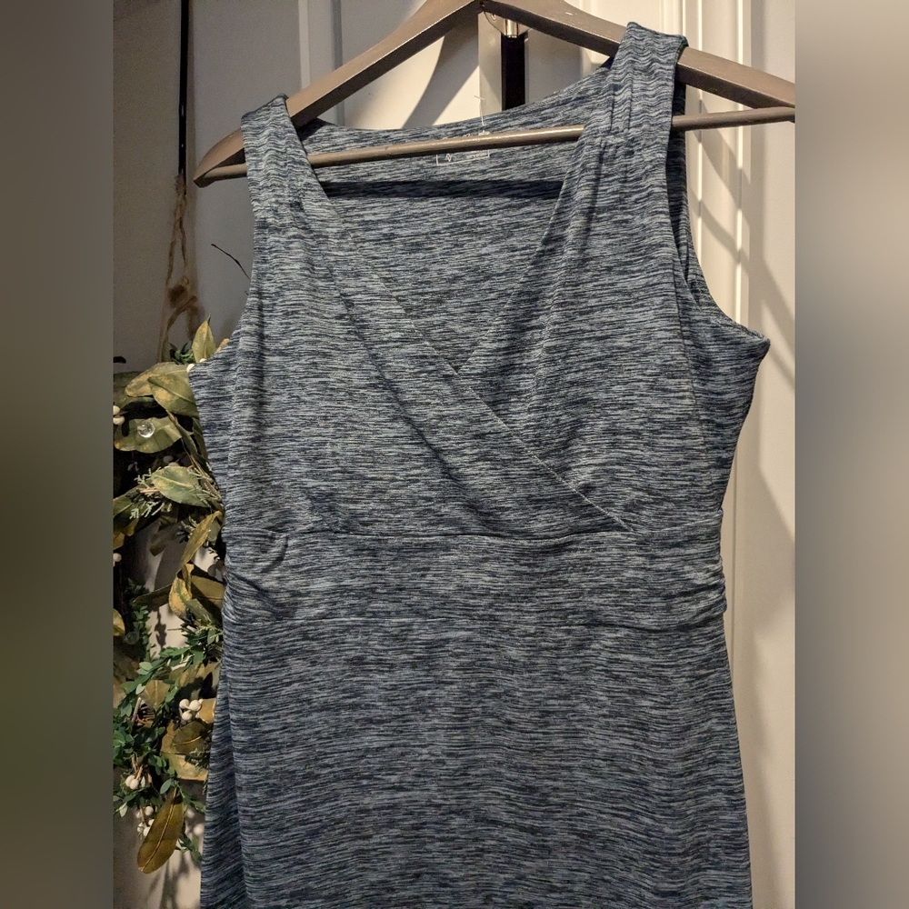 Pretty Stretch Blue Dress Eddie Bauer Medium - Picture 2 of 7
